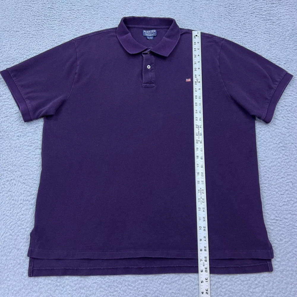 Polo‎ Jeans Co Knit Oxford Button Polo Shirt Mens XXL Purple Flag Logo Collared